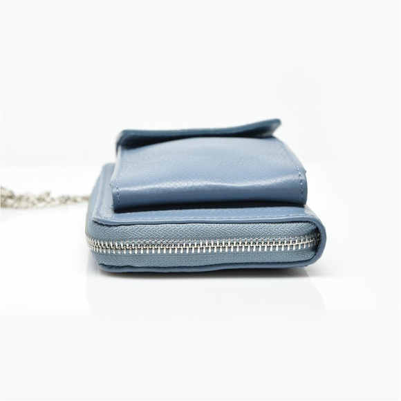 VERA PELLE Wallet and Cell Holder with Zip Closure and Chain Crossbody Strap - Picture 6 of 11